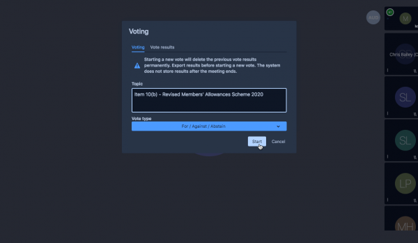 Live Conference - moderator create vote