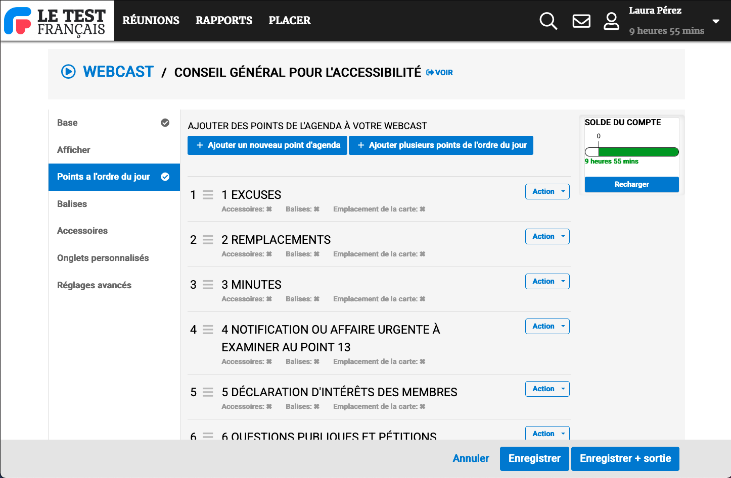 Live Stream points de l'agenda