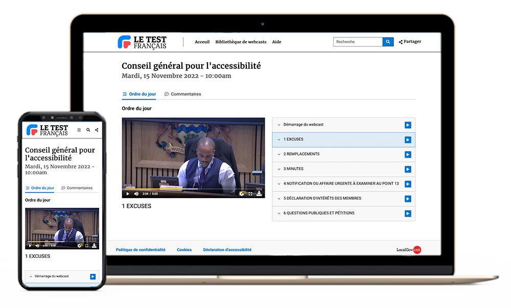 Microsite respositif Live Stream entièrement personnalisable et accessible